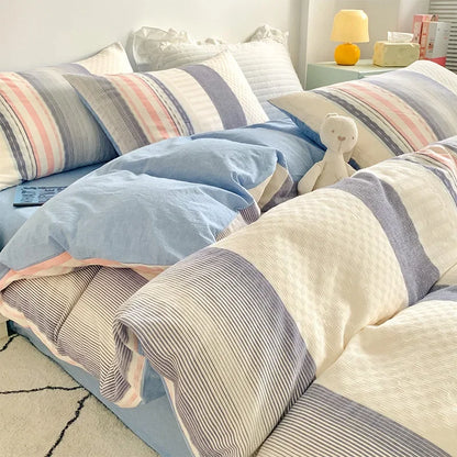 DecorBites™ Jacquard Cotton Bedding Set for Queen King Size - Skin Friendly Comforter Cover