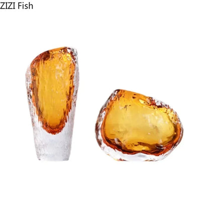 DecorBites™ Amber Glass Vase: Table Decor, Flower Arrangement, Hydroponic Plant Pot