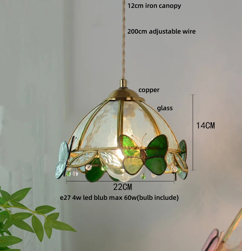 DecorBites™ Butterfly Tiffany Glass Pendant Lamp Modern Nordic LED Hanging Light