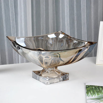 DecorBites™ Large Crystal Glass Fruit Plate | Elegant Home Luxury Decor Ornaments