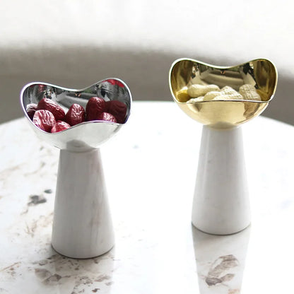 DecorBites™ Golden Tray Dessert Bowl Fruit Snack Plate Home Decor Storage Container