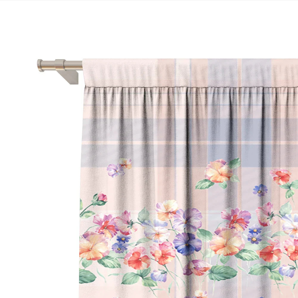 Decobites Floral Background Rod Pocket Curtains for Home Decor, Kitchen, Living Room