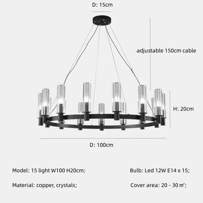 ثريا كريستالية من DecorBites™ - إضاءة LED فاخرة لغرفة المعيشة