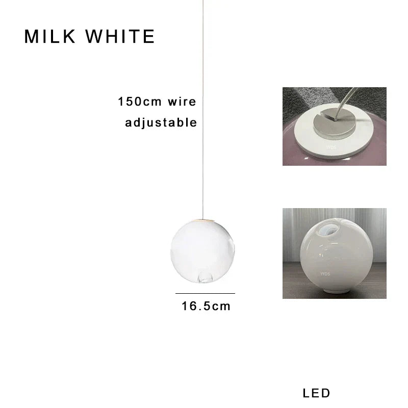 DecorBites™ Clear Glass Pendant Light Dimmable LED Luxury Hanging Lamp