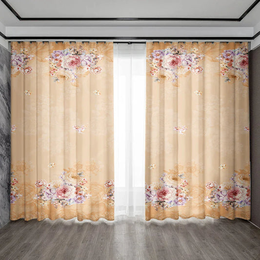 Decobites Floral Background Rod Pocket Curtains for Home Decor, Kitchen, Living Room