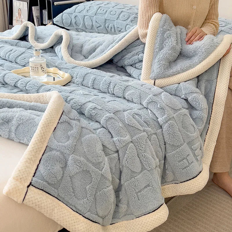 Manta de siesta DecorBites™ Cozy Jacquard Taffeta &amp; Flanel - Edredón cálido y grueso para dormitorio