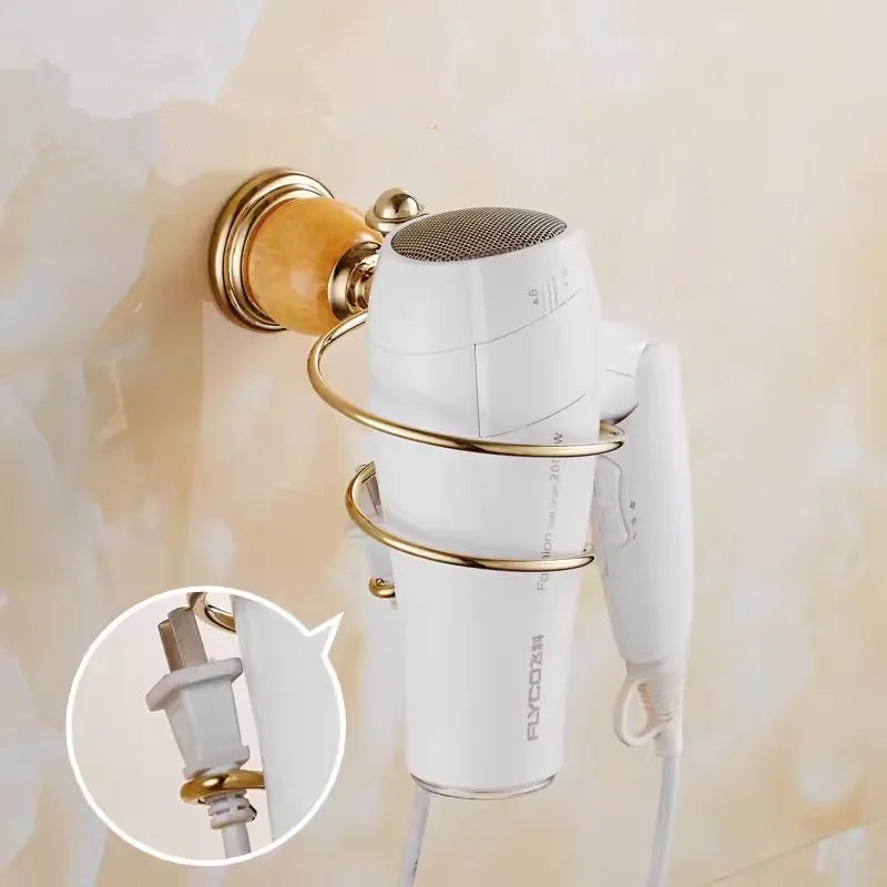 DecorBites™ Brass Jade Bathroom Accessories Set: Towel Bar, Soap Holder, Towel Rack, Glass Shelf