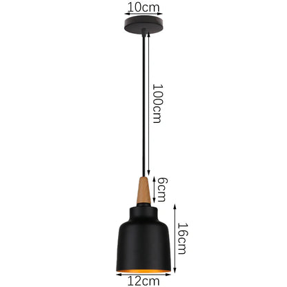 Black Wood Industrial Pendant Light