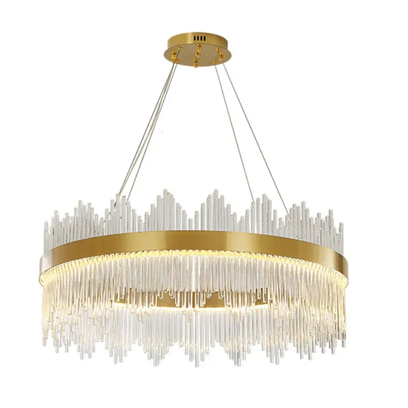 DecorBites™ Crystal Chandelier: Modern Nordic LED Lighting for Living Room, Dining, and Bedroom