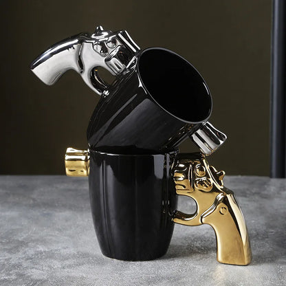 1pc 350ml Premium Ceramic Coffee Mug Revolver Handle Breakfast Milk Water Cup Creative Coffee Cup Birthday Drinkware Gifts