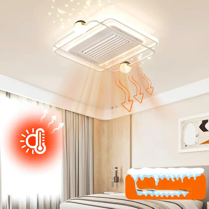 White LED Ceiling Fan Heated Blade Kids Room