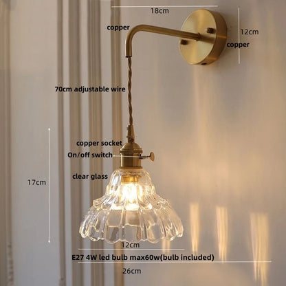 DecorBites™ LED Wall Lights Modern Nordic Pull Chain Glass Bedroom Lamp