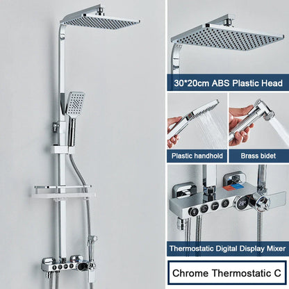 DecorBites™ Black 4-Way Digital Shower System with Rainfall Head and Bidet