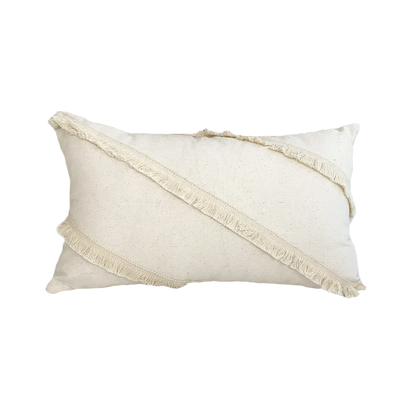 DecorBites™ Boho Style Beige Linen Cushion Cover with Tassels for Home Decor