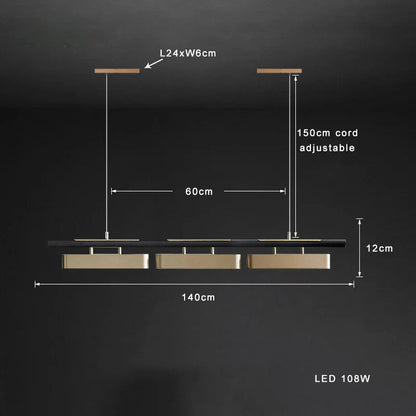 DecorBites™ Brushed Gold Stainless Steel Long Pendant Lamp for Dining Room & Bar Decor