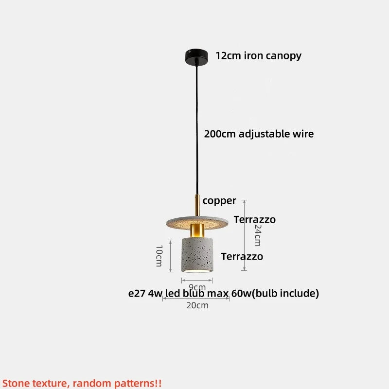 DecorBites™ Black Terrazzo Stone LED Pendant Lamp Modern Nordic Hanging Lights