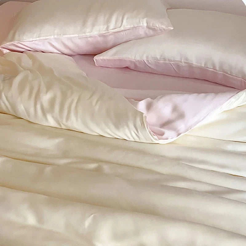 DecorBites™ Ice Silky Solid Bedding Set - Cooling Satin Smooth Quilt Cover Set