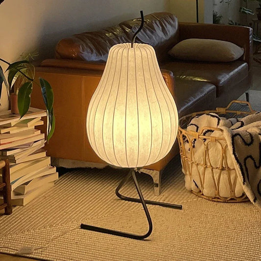 DecorBites™ Japanese Silk Floor Lamp: Wabi Sabi LED Fabric Lamp for Living Room & Bedroom