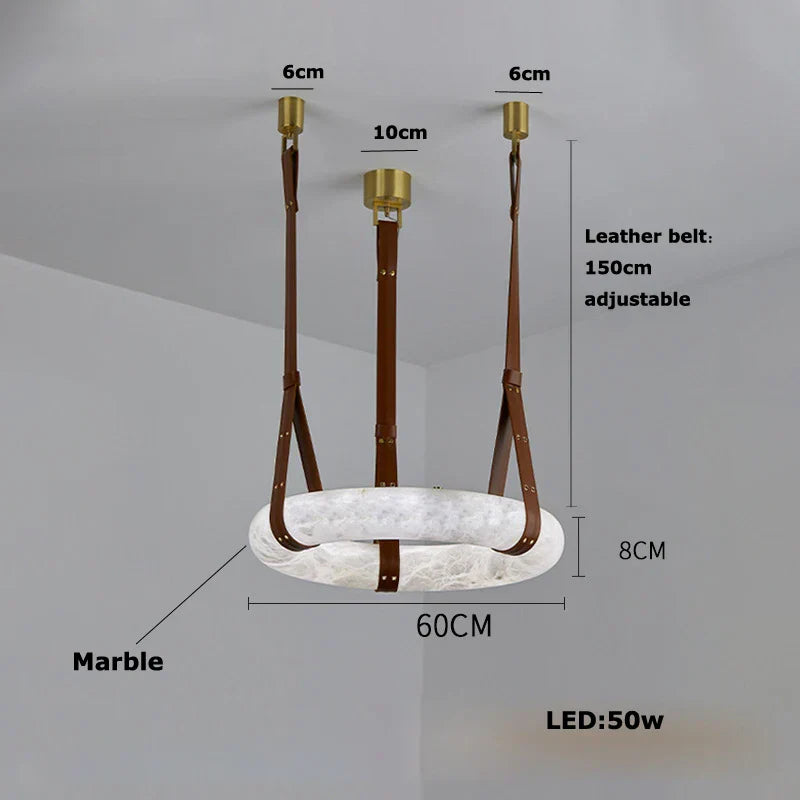 DecorBites™ Classic Ring Marble Chandelier Light Brown Pendant for Living Room Bedroom