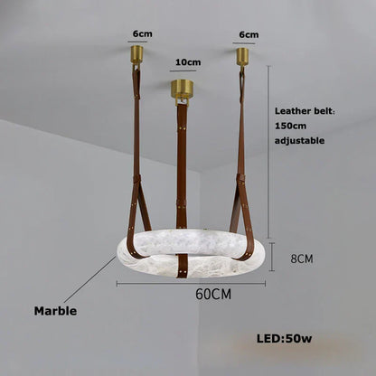 DecorBites™ Classic Ring Marble Chandelier Light Brown Pendant for Living Room Bedroom