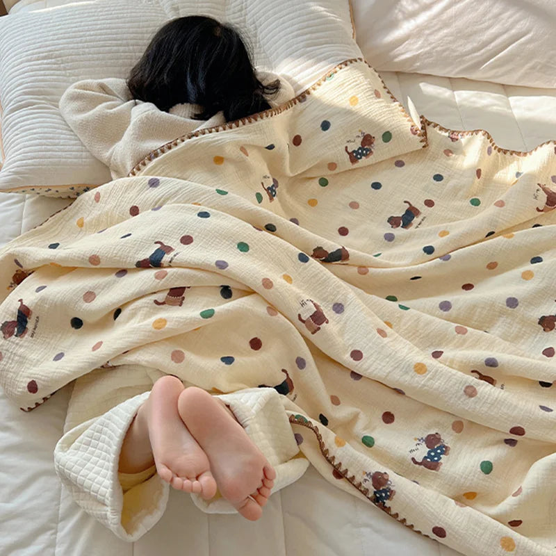 DecorBites™ Korean Cotton Cartoon Blanket for Travel & Home - Kids, Adults