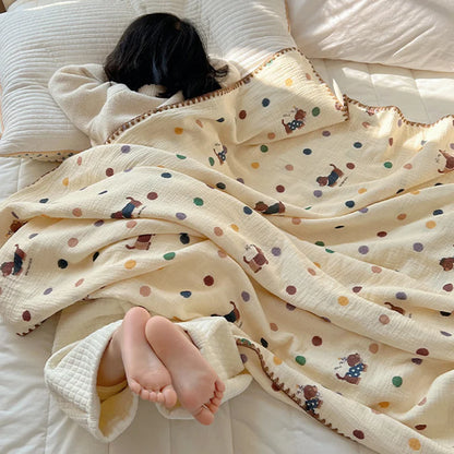 DecorBites™ Korean Cotton Cartoon Blanket for Travel & Home - Kids, Adults