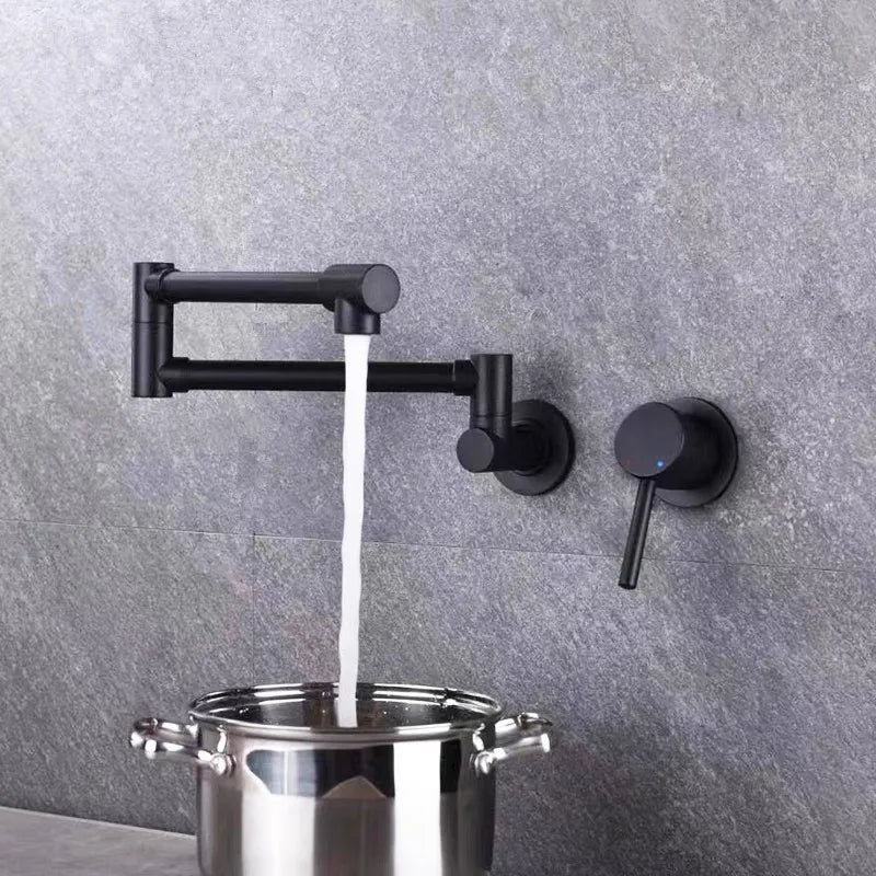 DecorBites™ Black Brushed Gold Kitchen Faucet Wall Mounted Foldable Pot Filler Tap