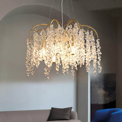 DecorBites™ Crystal Led Chandelier Golden Luxury Living Room Ceiling Lamp