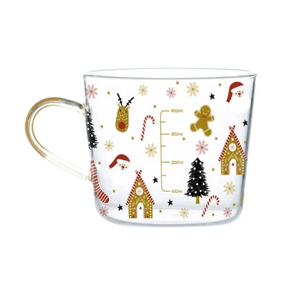 DecorBites™ 500ml Glass Mug with Handle and Scale for Breakfast Milk at Home or Office