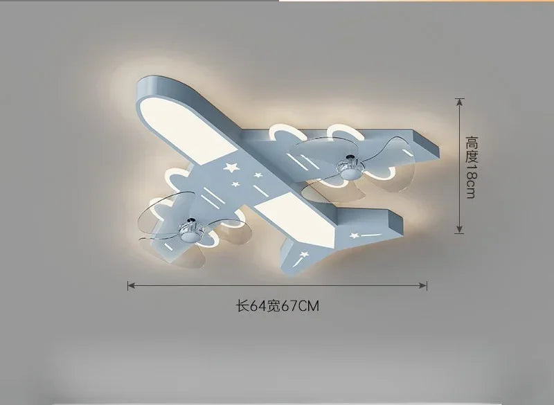 ديكوربايتس™ - إضاءة مروحة سقف على شكل طائرة لغرفة الأطفال