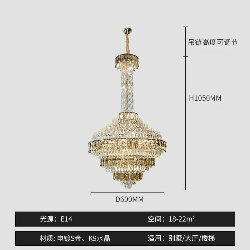 DecorBites™ Crystal Chandelier for High-End Designer Duplex Living Room