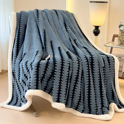 DecorBites™ Jacquard Blanket: Winter Thickened Lamb Wool Nap Shawl for Living Room