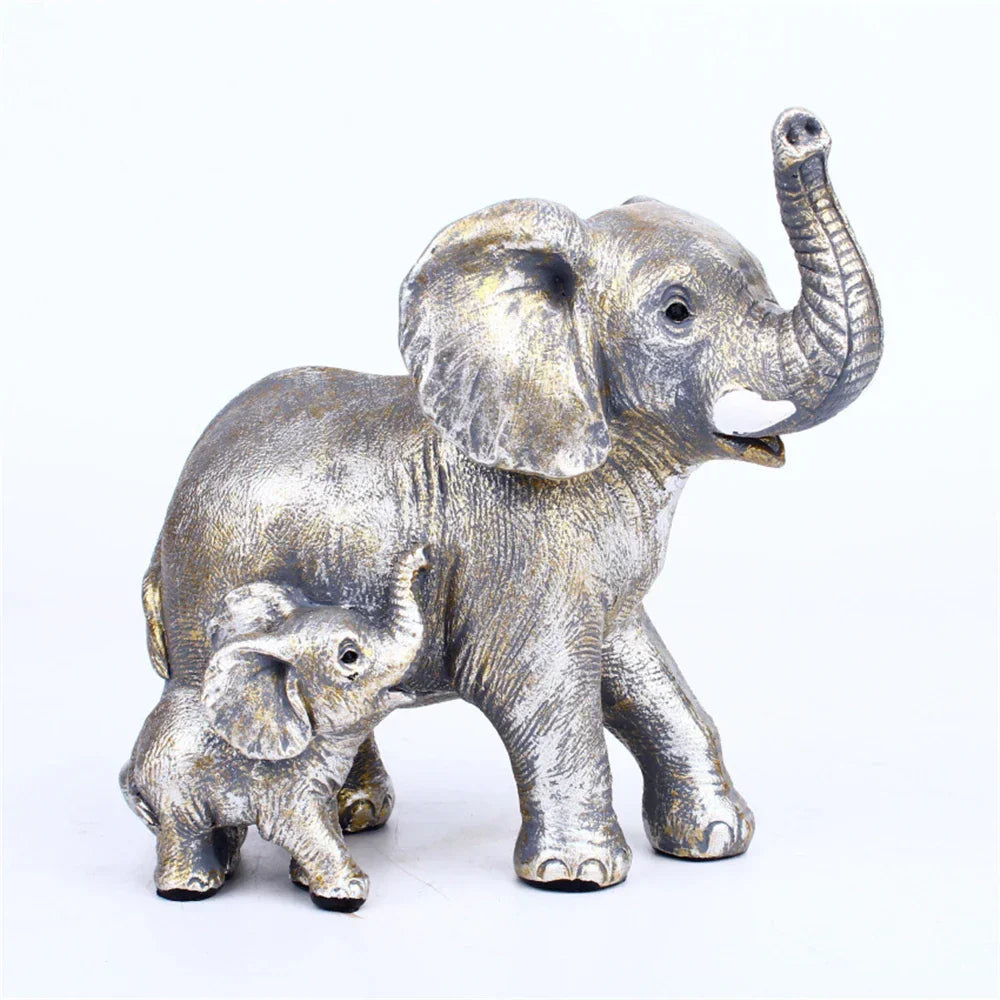 DecorBites™ Elephant Family Figurine Resin Calf Kids Miniature Ornament Decoration
