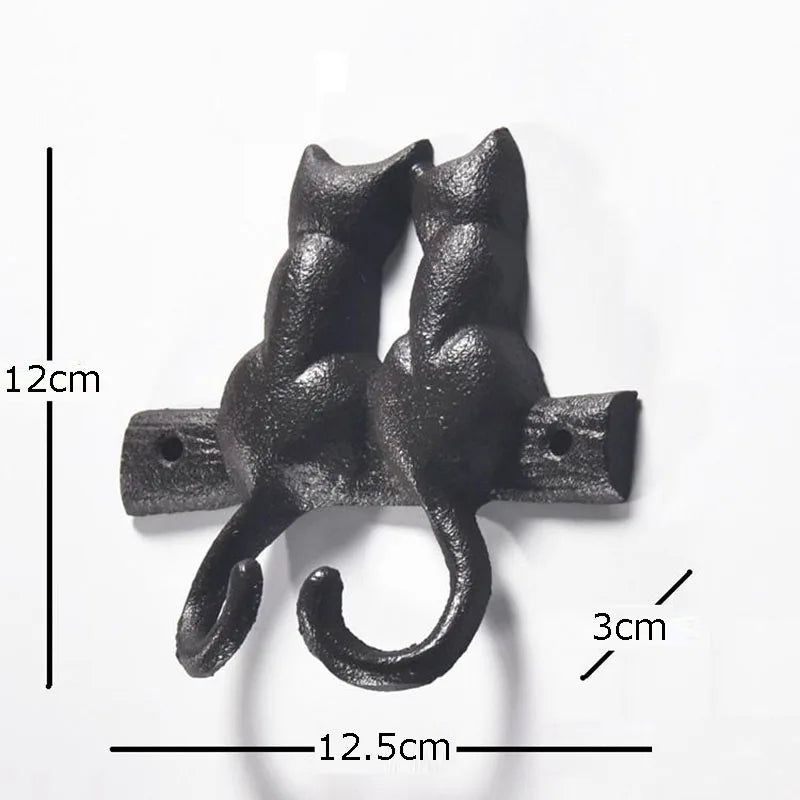 DecorBites™ Cat Hook Hanging Shelf: Decorative Cast Iron Wall Coat Rack for Outdoor Decoration