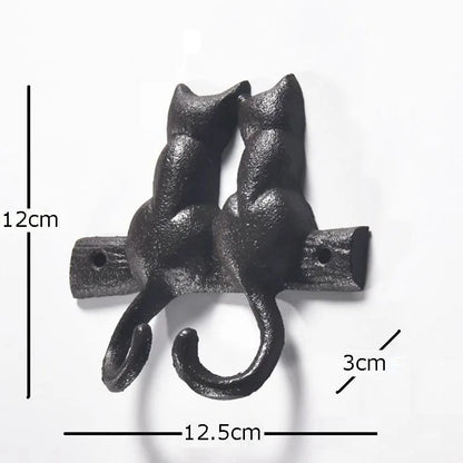DecorBites™ Cat Hook Hanging Shelf: Decorative Cast Iron Wall Coat Rack for Outdoor Decoration