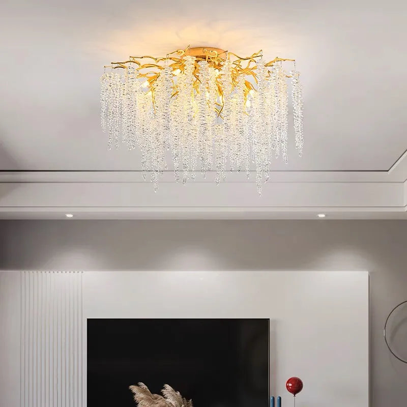 DecorBites™ Crystal Branch Chandelier: Elegant French Style Ceiling Light for Living & Dining Room