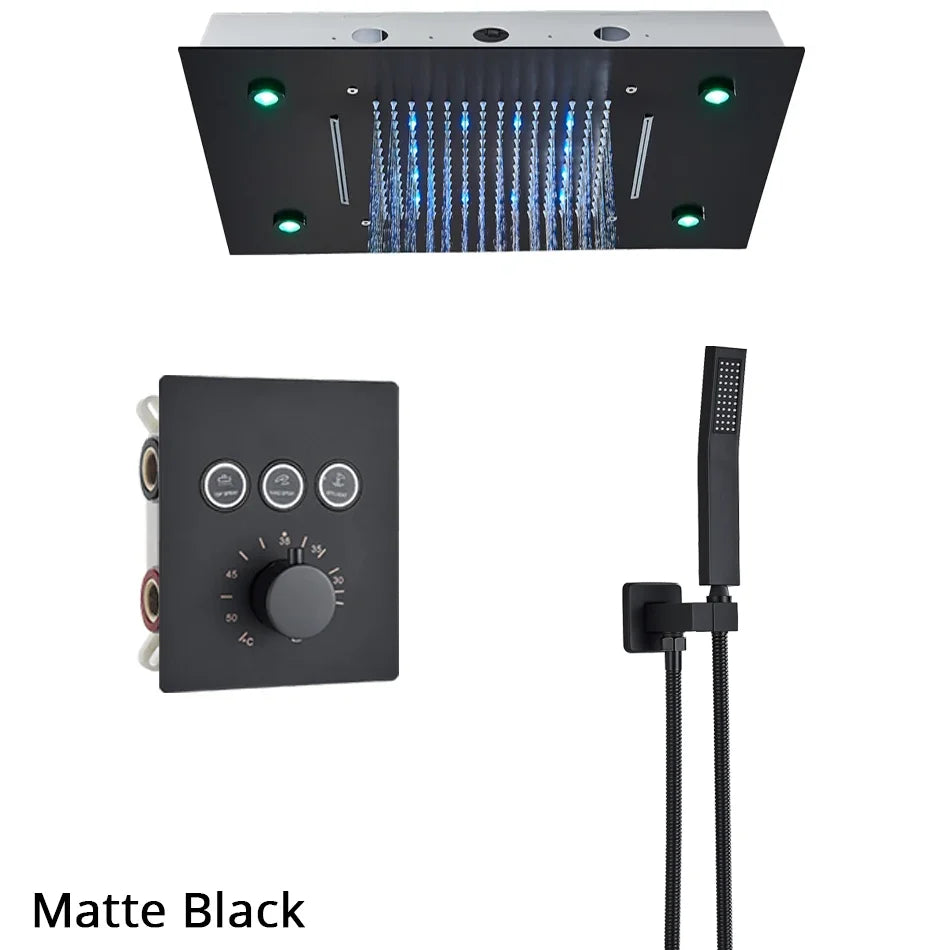 نظام دش DecorBites™ ثلاثي الاتجاهات مع رأس شلال مطري وصنبور خلاط حوض الاستحمام.