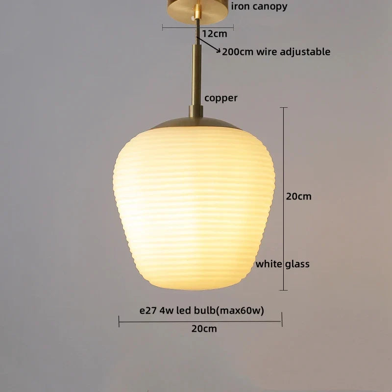 DecorBites™ Glass Copper LED Pendant Chandelier for Bedroom Dining Living Room