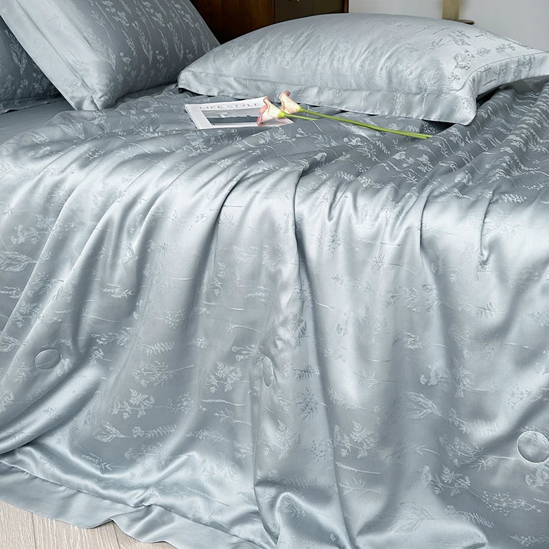 Decobites Silky Soft Cool Champagne Jacquard Summer Comforter Blanket