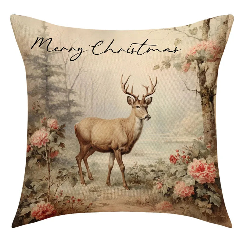 DecorBites™ Christmas Snowman Deer Pillowcase Xmas Home Decoration Sofa Cushion Cover