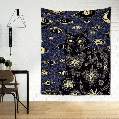 Decobites Cat Eyes Tapestry Wall Hanging Abstract Psychedelic Witchcraft Bohemian Home Decor