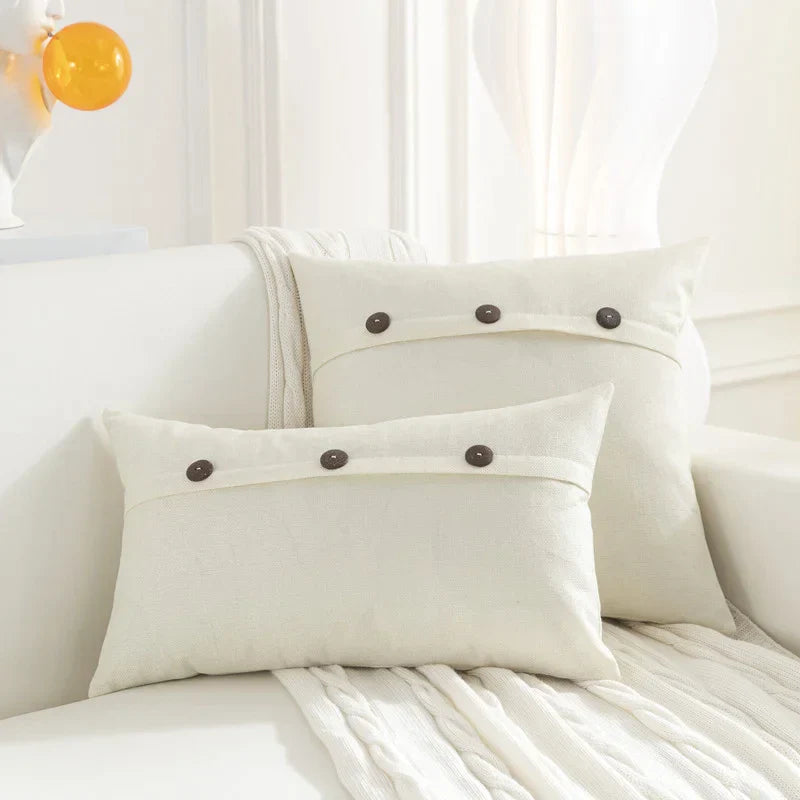 Decorbites™ Leinen-Knopf-Sofakissenbezugsset für Wohnzimmer und Bett