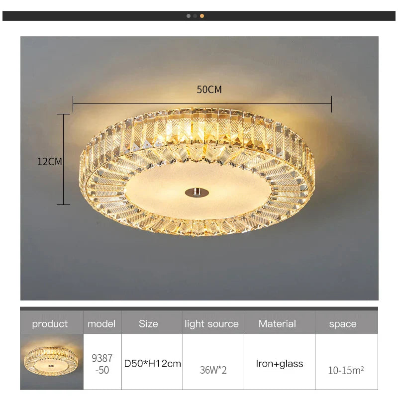 DecorBites™ Crystal Round Ceiling Lamps LED Indoor Lighting Luxury Chandelier for Modern Home