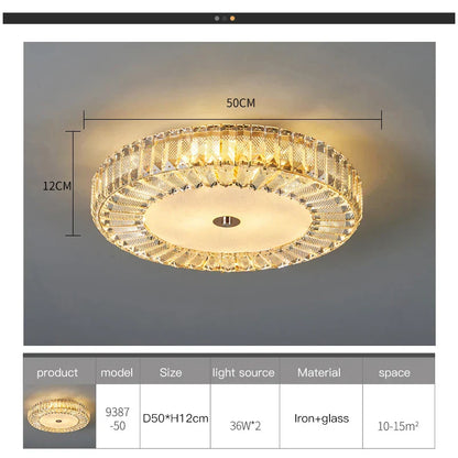 DecorBites™ Crystal Round Ceiling Lamps LED Indoor Lighting Luxury Chandelier for Modern Home