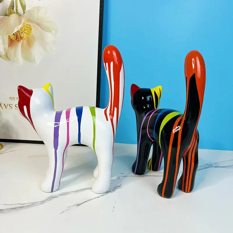 DecorBites™ Graffiti Cat Sculpture Desk Storage Statue Abstract Art Ornament Display