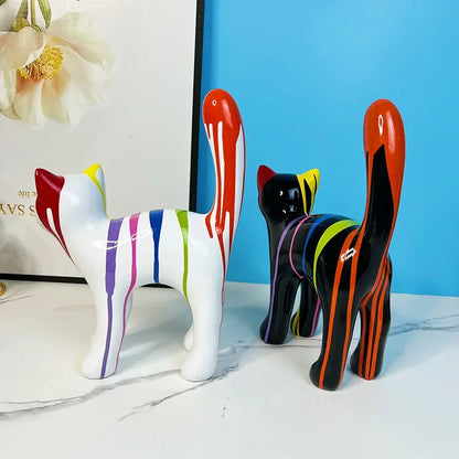DecorBites™ Graffiti Cat Sculpture Desk Storage Statue Abstract Art Ornament Display