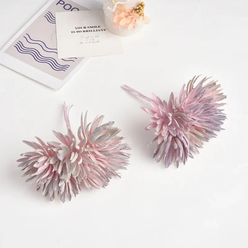 باقة ديكور بايتس™ الصغيرة المصنوعة يدويًا من الحرير، 6 قطع، 12 سم، لتزيين المنزل والزفاف، زهور صناعية