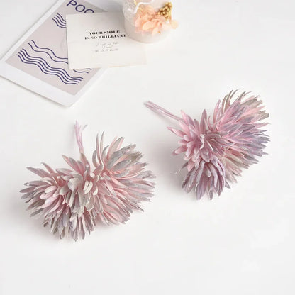 باقة ديكور بايتس™ الصغيرة المصنوعة يدويًا من الحرير، 6 قطع، 12 سم، لتزيين المنزل والزفاف، زهور صناعية