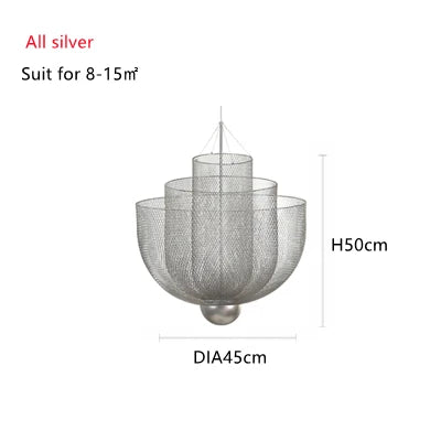 DecorBites™ Gold Mesh Grid Ceiling Chandelier: Dimmable LED Indoor Lighting