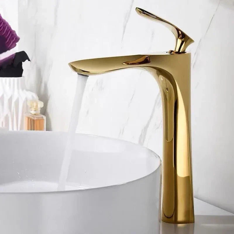 DecorBites™ Golden Bathroom Faucet Single Handle Sink Mixer Tap Deck Mounted Basin Tapware